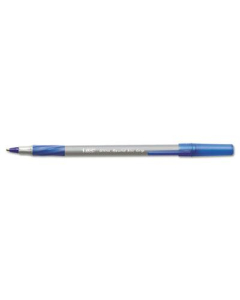 BIC Round Stic Grip 1.2 mm Medium Stick Ballpoint Pens, Blue, 12-Pack