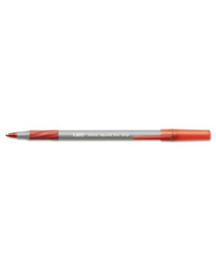 BIC Round Stic Grip 1.2 mm Medium Stick Ballpoint Pens, Red, 12-Pack