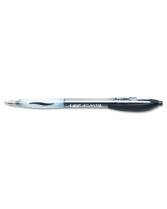 BIC Atlantis 1 mm Medium Retractable Ballpoint Pens, Black, 12-Pack