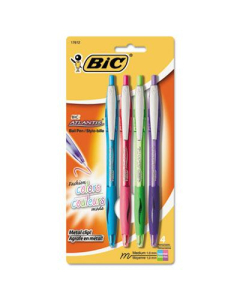 BIC Atlantis 1 mm Medium Retractable Ballpoint Pens, Assorted, 4-Pack