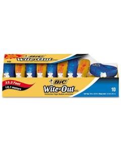 BIC Wite-Out EZ Correct 1/6" x 472" Correction Tape, White, 10-Pack
