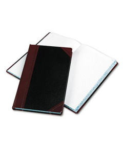 Boorum & Pease 8-5/8" x 14-1/8" 300-Page Record Account Book, Black/Red Cover