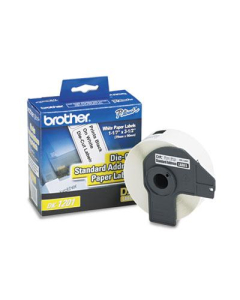 Brother DK1201 Die-Cut 1-1/7" x 3-1/2" Paper Address Label Roll, White, 400/Roll