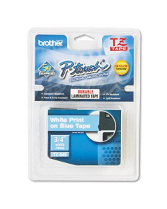 Brother P-Touch TZE545 TZe Series 3/4" x 26.2 ft. Standard Labeling Tape, White on Blue