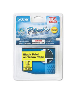Brother P-Touch TZE661 TZe Series 1-1/2" x 26.2 ft. Standard Labeling Tape, Black on Yellow