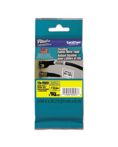 Brother P-Touch TZEFX651 TZe Series 1" x 26.2 ft. Flexible Tape Cartridge, Black on Yellow