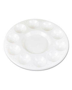 Chenille Kraft Round Plastic Paint Trays for Classroom, White, 10/Pack