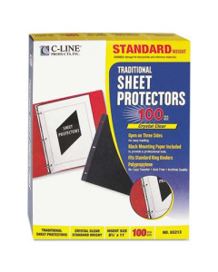 C-Line 8-1/2" x 11" Standard Poly Sheet Protectors, 100/Box