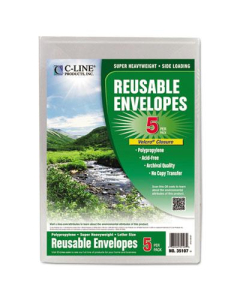 C-Line 9-1/4" x 12-4/5" Hook & Loop Closure Reusable Poly Envelope, Clear