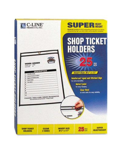 C-Line 8-1/2" x 11" Clear Stitched Shop Ticket Holder, 25/Box