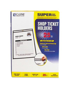 C-Line 9" x 12" Clear Stitched Shop Ticket Holder, 25/Box