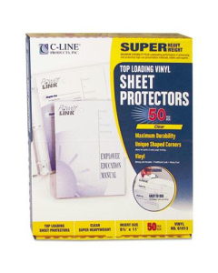 C-Line 8-1/2" x 11" Super Heavyweight Clear Vinyl Sheet Protectors, 50/Box