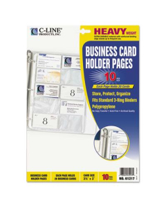 C-Line 8-1/8" x 11-1/4" 20-Card Binder Pages, 10/Pack