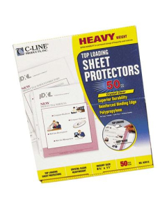 C-Line 8-1/2" x 11" Top-Load Heavyweight Clear Poly Sheet Protectors, 50/Box