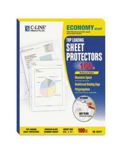 C-Line 8-1/2" x 11" Top-Load Economy Poly Sheet Protectors, 100/Box