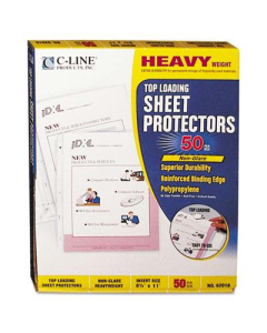 C-Line 8-1/2" x 11" Top-Load Heavyweight Non-Glare Poly Sheet Protectors, 50/Box