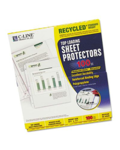 C-Line 8-1/2" x 11" Top-Load Recycled Poly Sheet Protectors, 100/Box