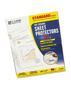 C-Line 8-1/2" x 11" Top-Load Standard Clear Poly Sheet Protectors, 50/Box