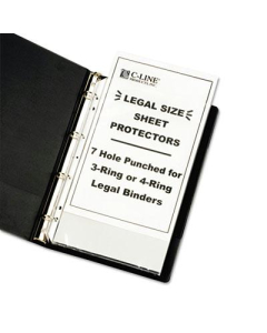 C-Line 8-1/2" x 14" Top-Load Heavyweight Clear Hole Punched Sheet Protectors, 50/Box