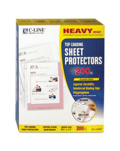 C-Line 8-1/2" x 11" Top-Load Heavyweight Clear Poly Sheet Protectors, 200/Box