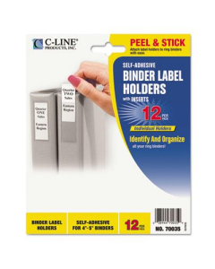 C-Line 2-1/4" x 3" Self-Adhesive Binder Label Holders, Clear, 12/Pack