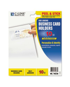 C-Line 3-1/2" x 2" Side-Load Self-Adhesive Business Card Holders, 10/Pack