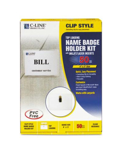 C-Line 4" x 3" Top Load Badge Holder Kits, White, 50/Box