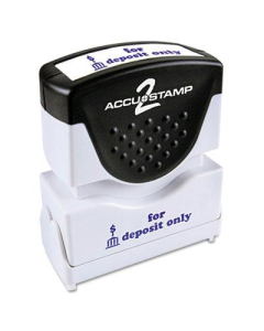 Accustamp2 "For Deposit" Only" Shutter Stamp with Microban, Blue Ink, 1-5/8" x 1/2"