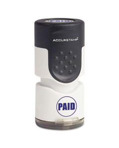 Accustamp "Paid" Pre-Inked Round Stamp with Microban, Blue Ink, 5/8"