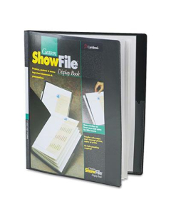 Cardinal 12-Sleeve 8-1/2" x 11" ShowFile Custom Cover Presentation Book, Black
