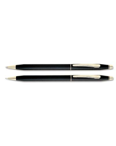 Cross Classic Century Ballpoint Pen & Pencil Set, Black with 23 Kt. Gold Accents