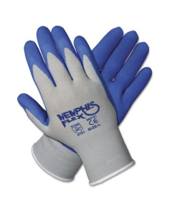 MCR Safety Memphis Flex Large Seamless Nylon Knit Latex Gloves, Blue/Gray