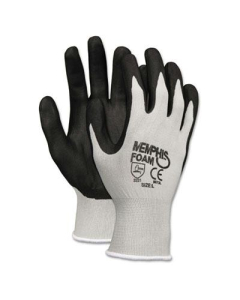 MCR Safety Memphis Economy Large Foam Nitrile Gloves, Gray/Black, 12 Pairs