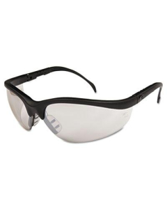 MCR Safety Crews Klondike Safety Glasses, Black Matte Frame with Clear Mirror Lens