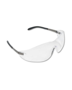 MCR Safety Crews Blackjack Wraparound Safety Glasses, Chrome Plastic Frame with Clear Lens