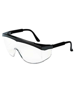MCR Safety Crews Stratos Safety Glasses, Black Frame with Clear Lens