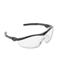 MCR Safety Crews Storm Wraparound Safety Glasses, Black Nylon Frame with Clear Lens, 12/Box
