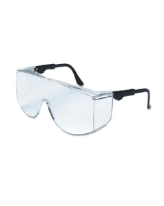 MCR Safety Crews Tacoma Wraparound Safety Glasses, Black Frames with Clear Lenses