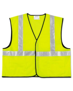MCR Safety Crews Class 2 Polyester Safety Vest, Fluorescent Lime with Silver Stripe, 2XL