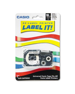 Casio XR118BKS 18 mm Label Printer Iron-On Transfer Tape, Black on White