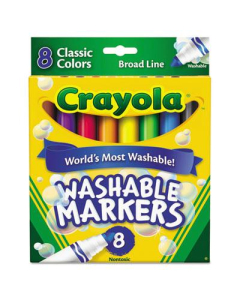 Crayola Ultra-Clean Washable Marker, Broad Point, Assorted, 8-Pack