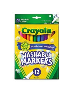 Crayola Washable Marker, Fine Point, Assorted, 12-Pack