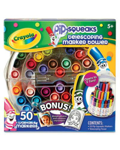 Crayola Pip-Squeaks Telescoping Marker Tower, Assorted, 50-Pack