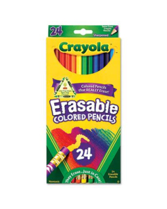 Crayola Erasable 3.3 mm Assorted Colors Woodcase Pencils, 24-Pack