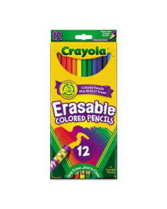 Crayola Erasable 3.3 mm Assorted Colors Woodcase Pencils, 12-Pack
