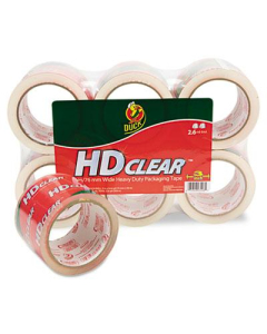 Duck 3" x 55 yds Heavy-Duty Carton Clear Packaging Tape, 3" Core, 6-Pack