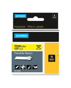 Dymo Rhino 18490 Nylon 1/2" x 11-1/2 ft. Industrial Label Cartridge, Yellow