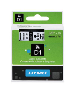 Dymo D1 41913 Polyester 3/8" x 23 ft. Label Maker Tape, Black on White