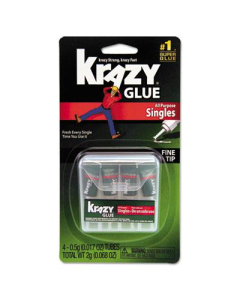Krazy Glue .017 oz Single-Use Super Glue Tubes with Storage Case, 4/Pack