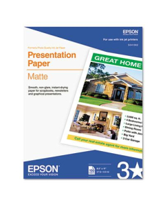Epson 8-1/2" X 11", 27lb, 100-Sheets, Matte Presentation Paper
